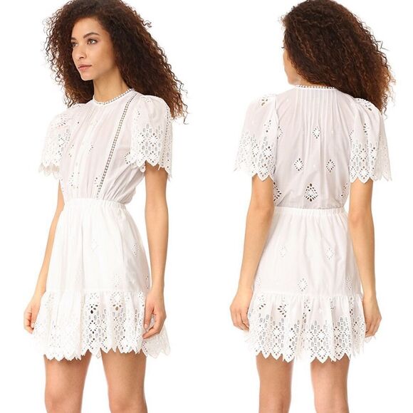 SEA New York Emma pintuck Dress White Eyelet 4 mini short sleeve classic - Picture 2 of 11